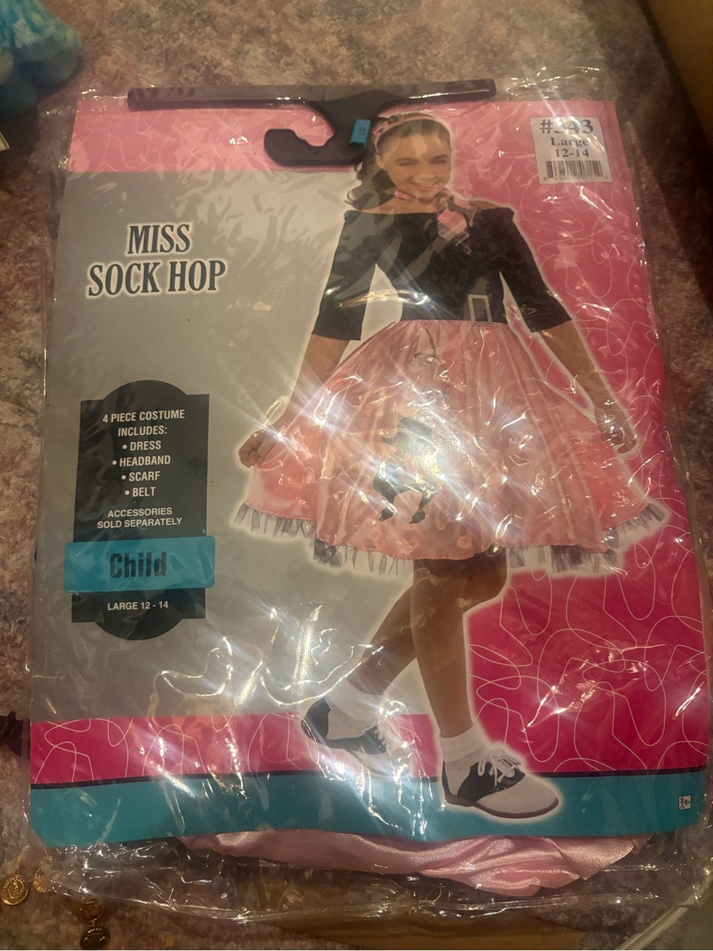 Miss Sock Hop Kids Pink Poodle Skirt Dress Costume